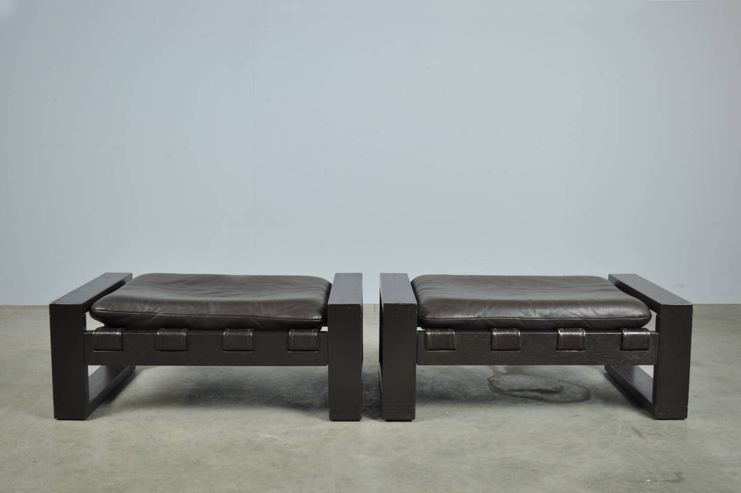 Sonja wasseur / brutalist leather footstools / netherlands 1970s
