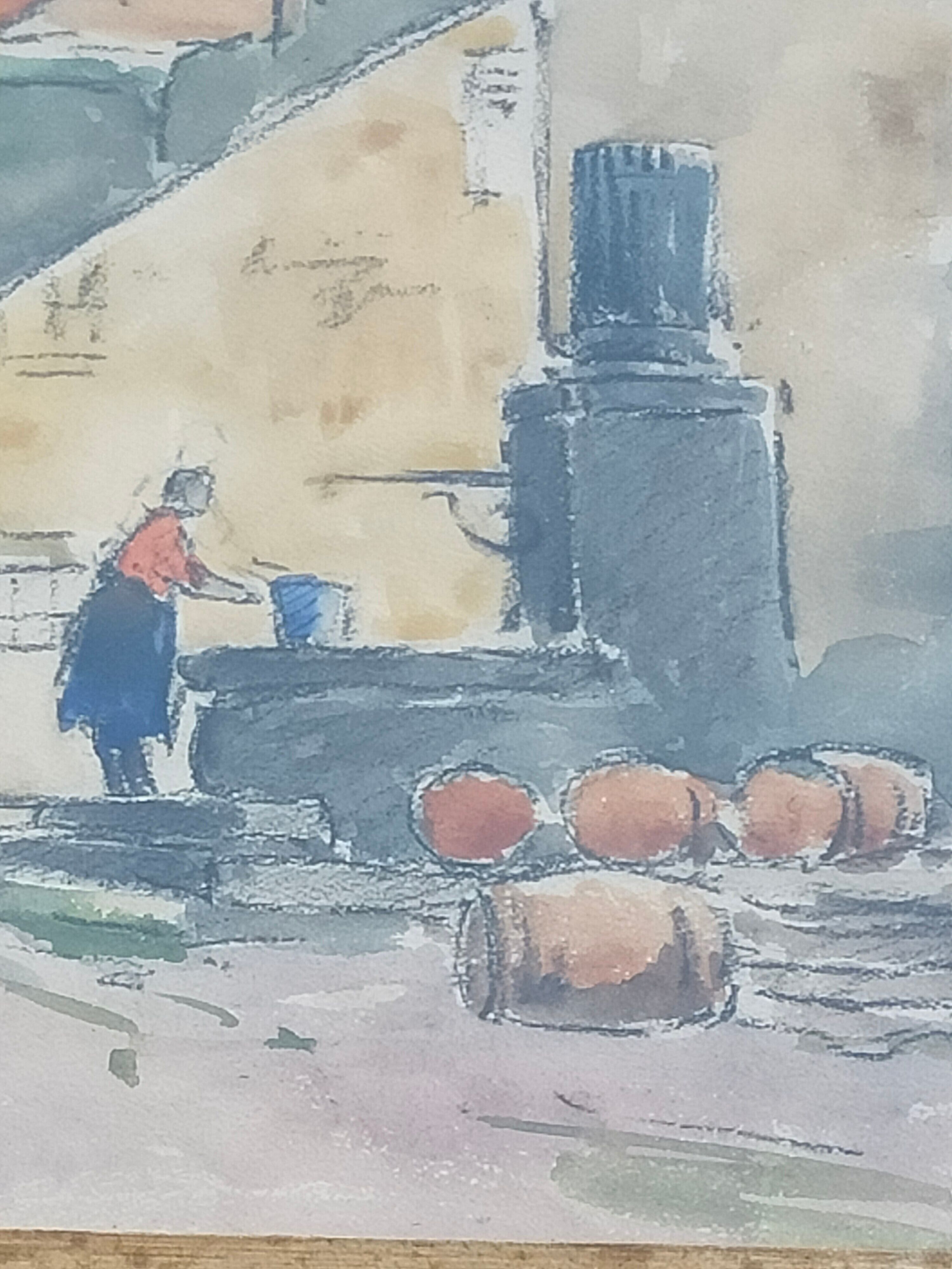 Watercolor painting country village