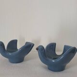Pair of vintage Italian ceramic bird candlesticks