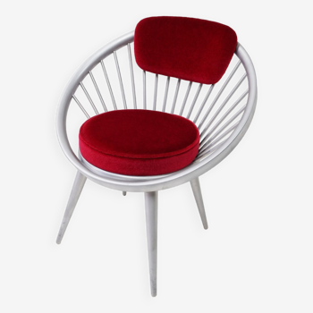 Yngve Ekström Chaise Circle rouge, années 1960