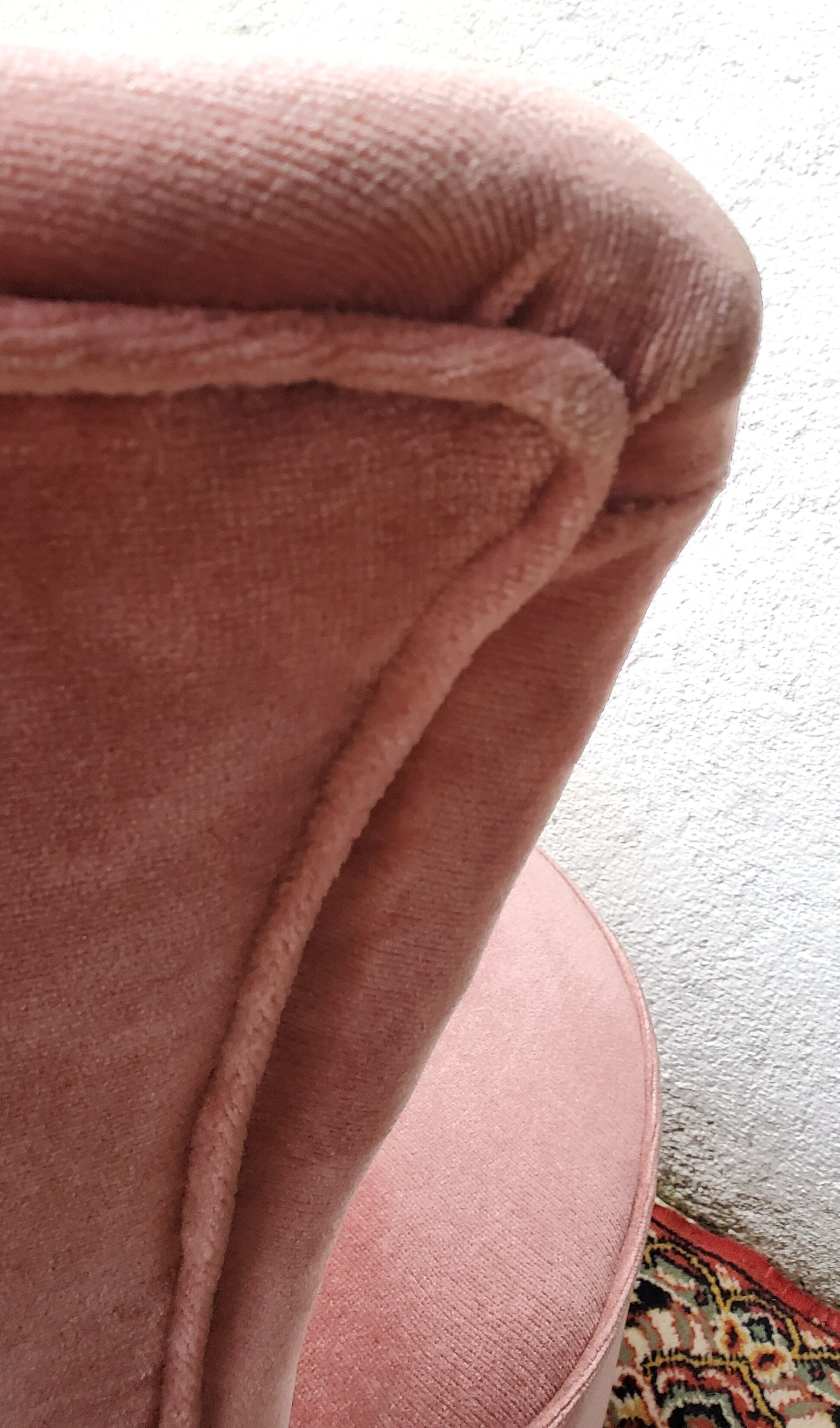 Powder pink velvet low chair