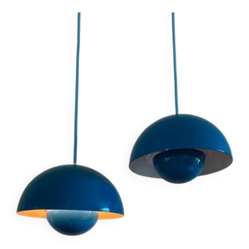 Vintage set of 2 Louis Poulsen Flowerpot - Verner Panton - Danish design lamps