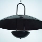 Vintage 1990s Black Pendant Lamp with Glass Top Shade. Italy