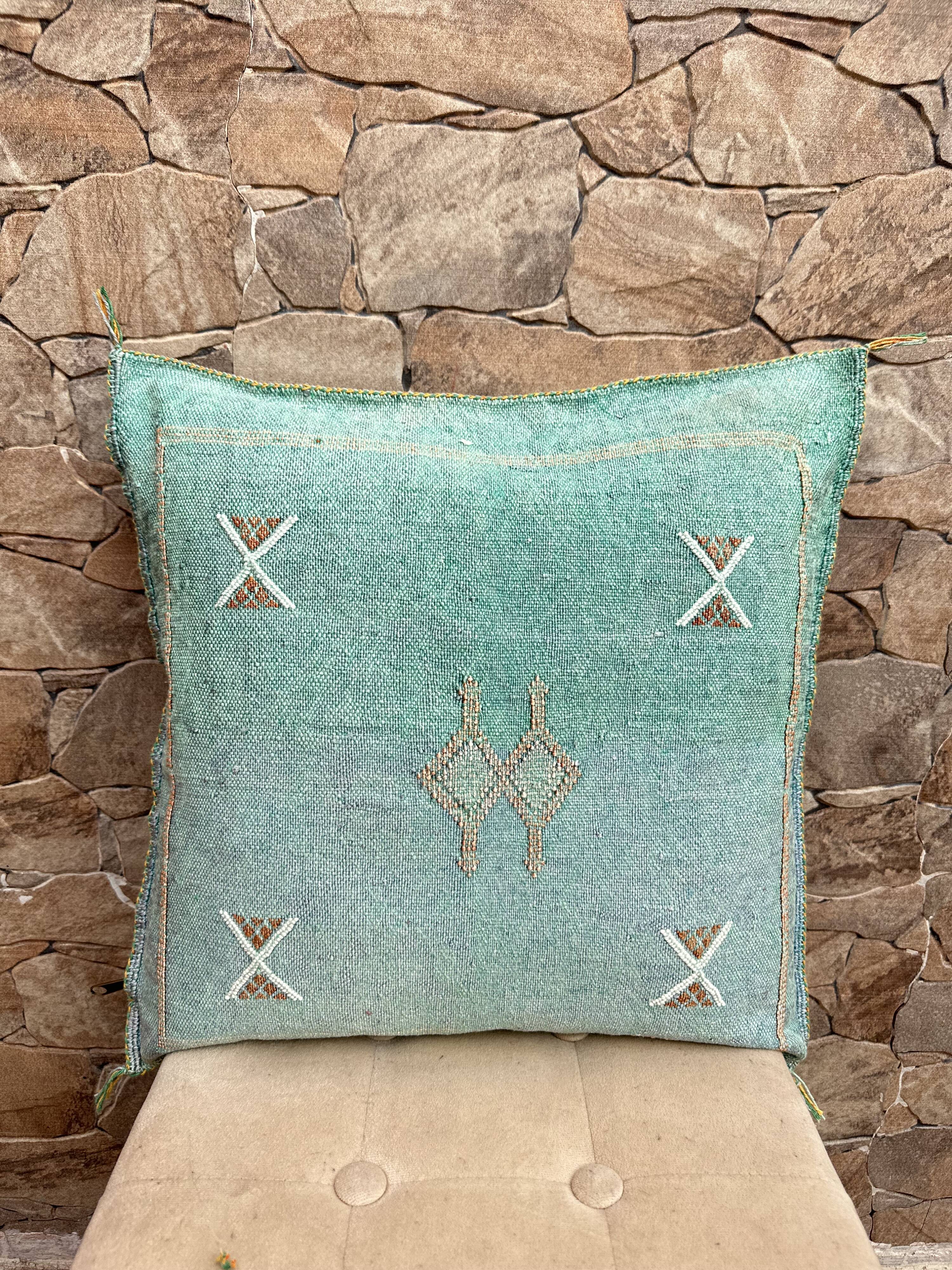 Silk cactus cushion cover: Handwoven Moroccan Sabra cushion.