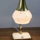 Set of 2 Vintage Mid-Century Table Lamps With Brass Stems And White Shades
