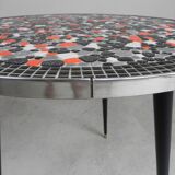Round tiled table with mosaic, dining table, kitchen table, 1950s