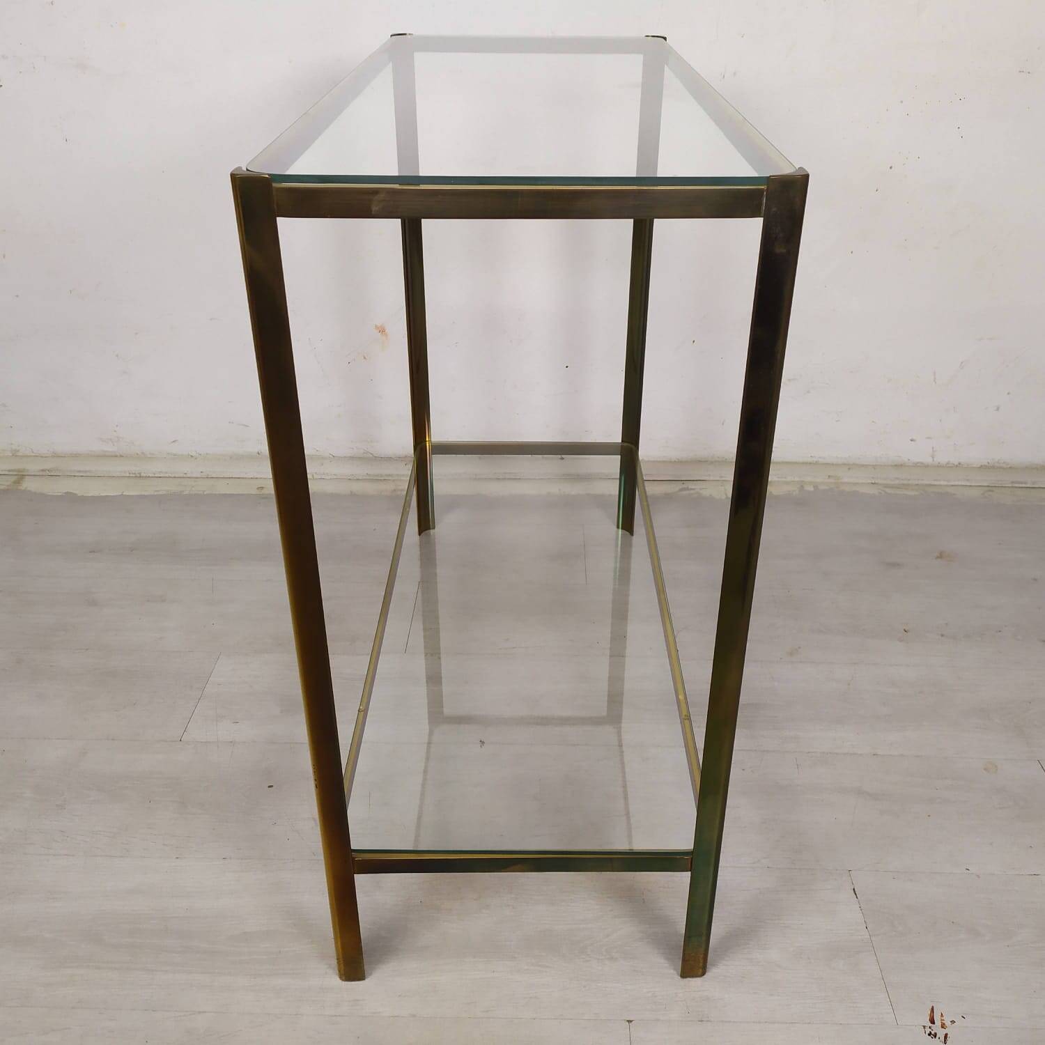 Brass glass console