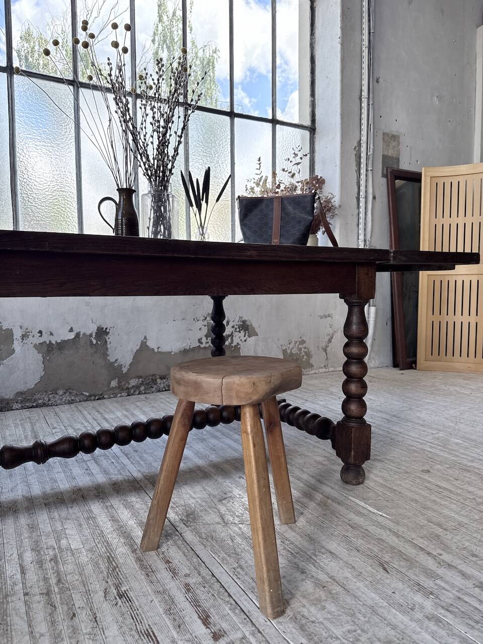 Solid oak table 1900 drapery style XL 280cm with extensions
