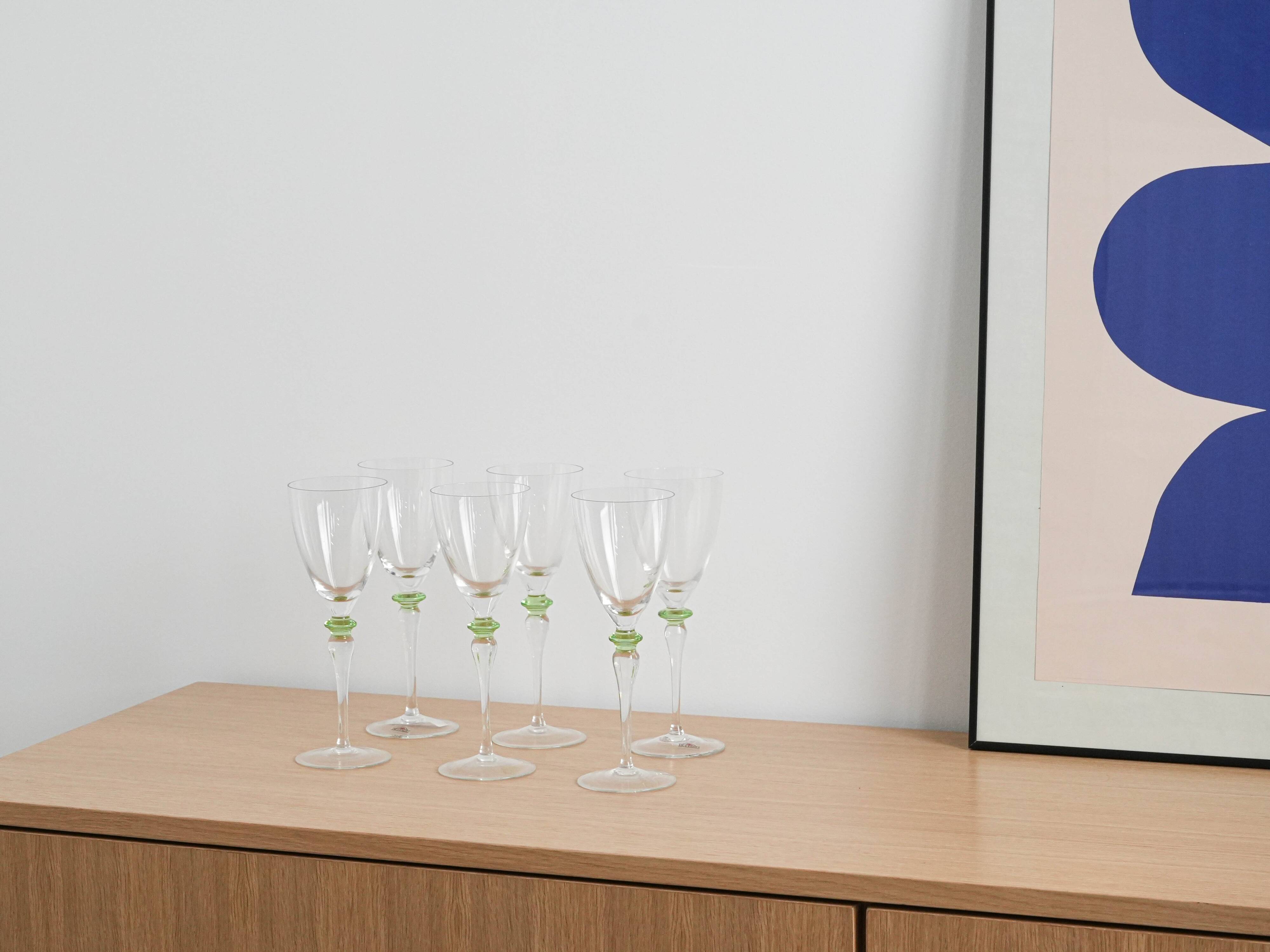 Set of six glasses, Italian design, 1970s, made in Italy