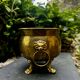 Baroque lion brass jardinière