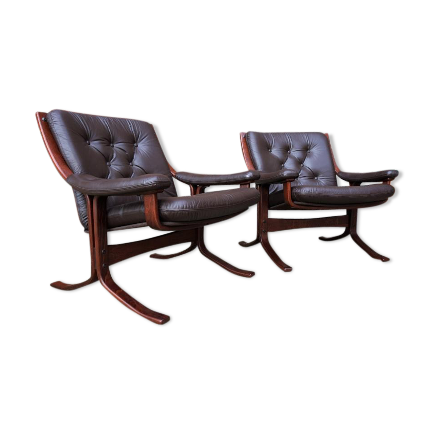 Pair of Scandinavian leather armchairs