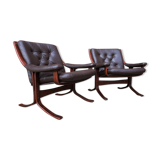 Pair of Scandinavian leather armchairs
