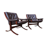 Pair of Scandinavian leather armchairs