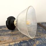 Vintage holophanous glass ceiling lamp