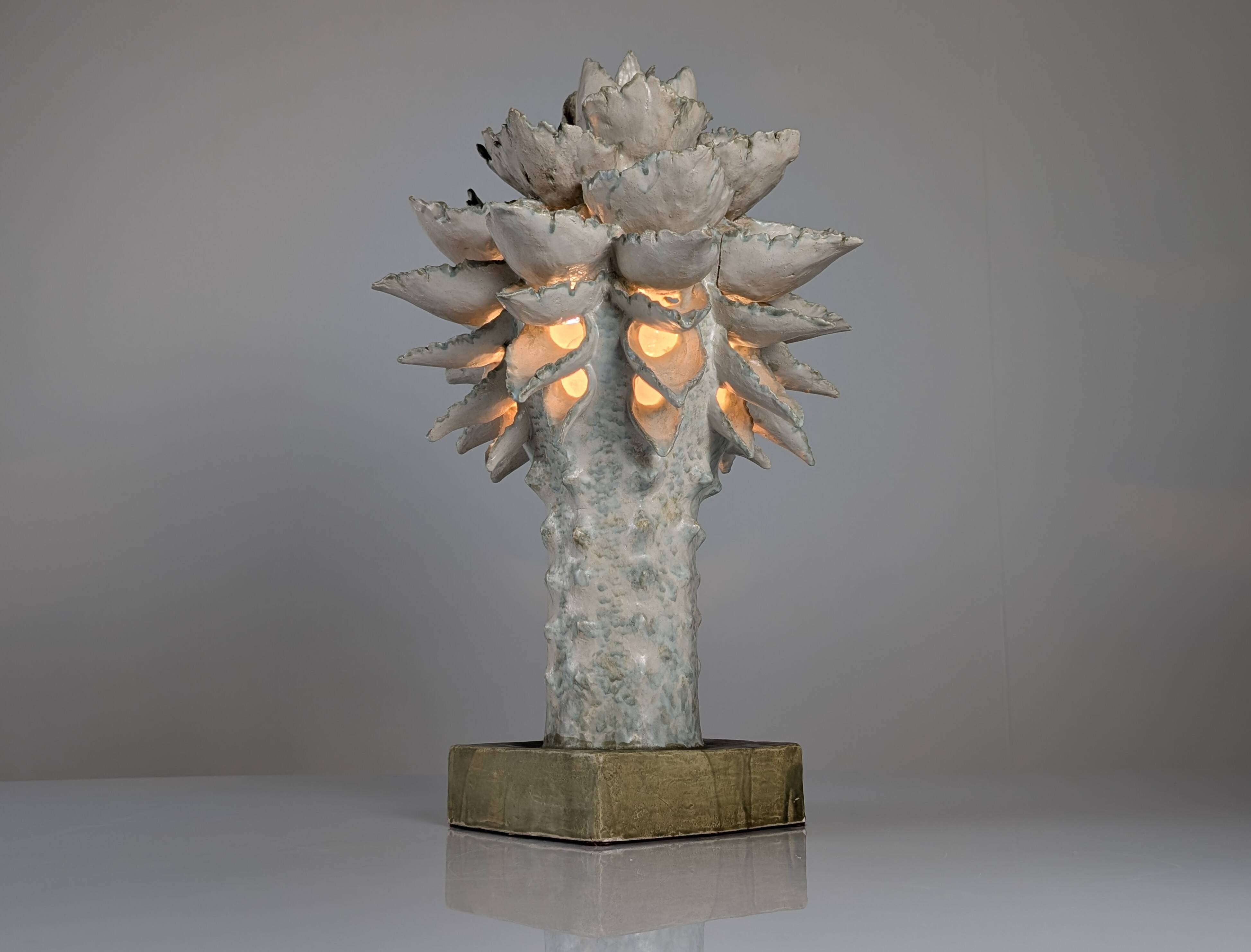 Glazed Ceramic Light Sculpture by Birthe Aksby, Denmark, 1970s
