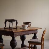 19th-century baroque dining table/desk in oak, Danish cabinetmaker.