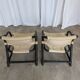 2 Vintage Espri Safari Lounge Armchairs / Rare Mid-century Black Bamboo and Beige Fabric Easy C