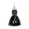 Grande lampe d’usine noire avec couvercle en verre clair d’elektrosvit