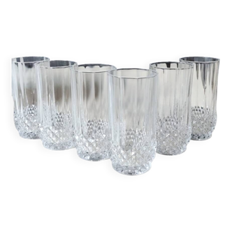 Lot 6 Verres à Eau/soda/Orangeade. Mod. Longchamp/Cristal Arques