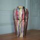 Vase signed Louis Gueule – Elgé Vierzon, multicoloured polychrome earthenware vase in geometric shape, collection.