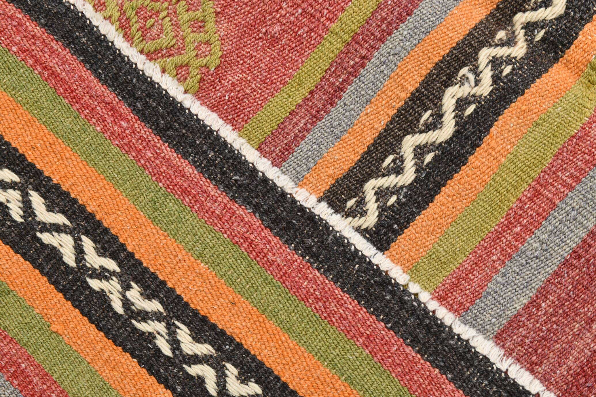 6x12 Long Wide Red Striped Kilim Rug,  190x356Cm