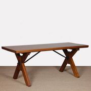 Table de repas en chêne massif, travail français, 1960