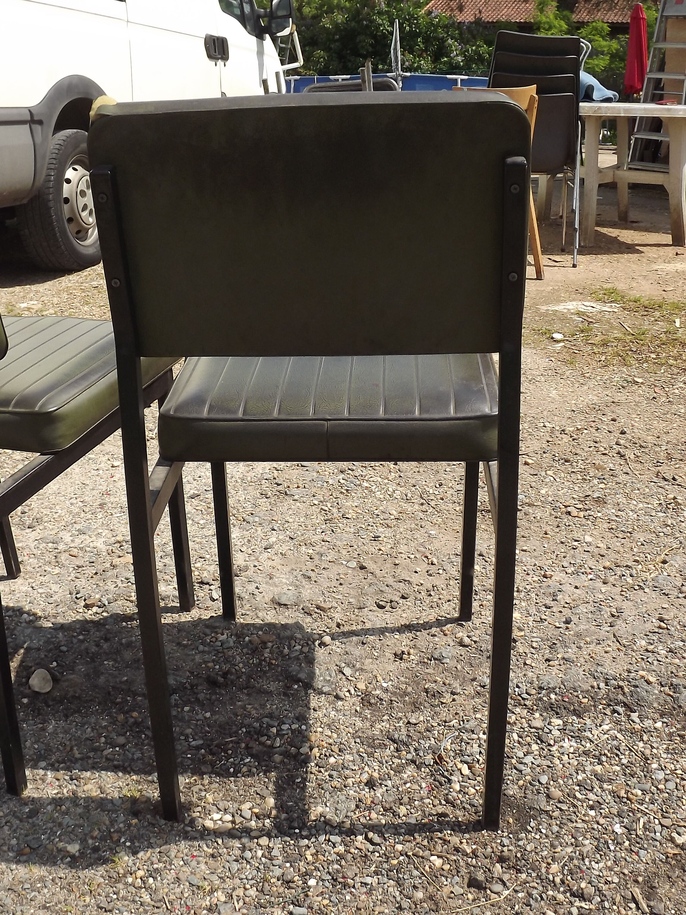 Pair of chairs 60s iron and skai