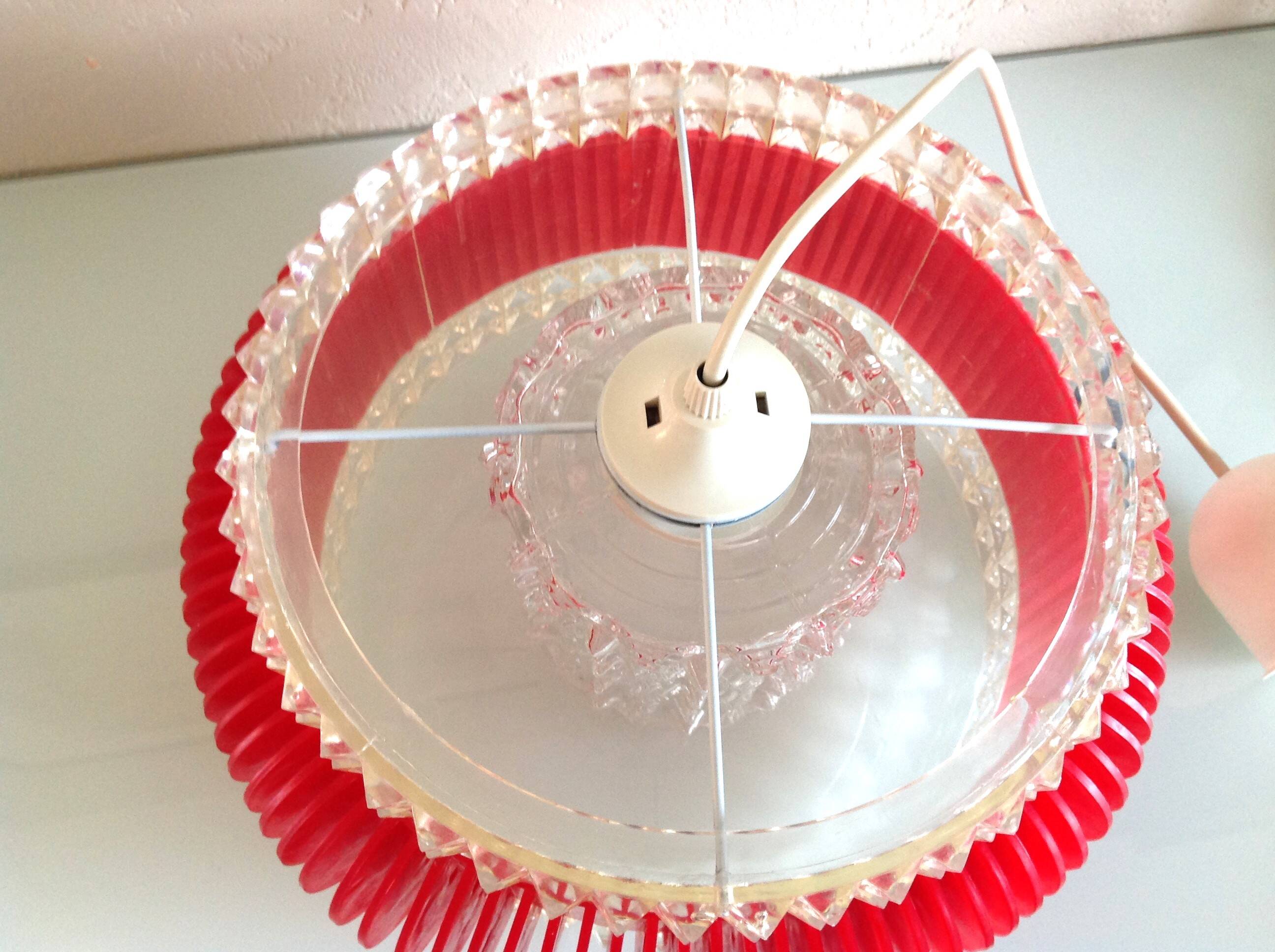 Suspension in glass and plexiglass with diamond points / vintage 60s-70s