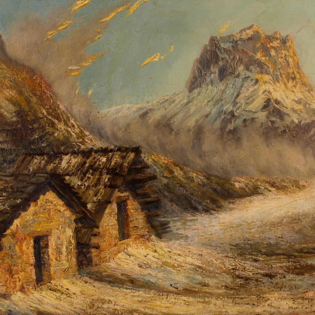 French mountain landscape signed painting