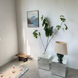 White and blue floral wool rug