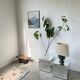 Tapis en laine blanc et bleu fleuri