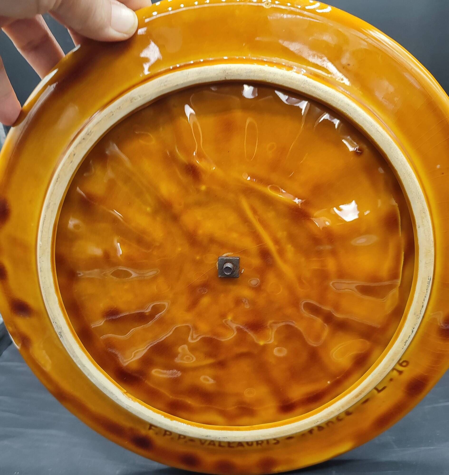 Plateau à fromages vintage Vallauris en céramique émaillée style osier