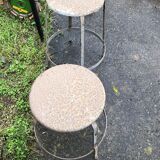 Tabouret métal industriel ancien 1940 1950
