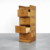 Vintage Industrial English Oak Filing Cabinet with Drawers, 1920s