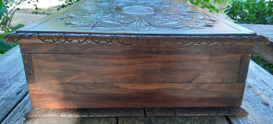 Large carved wooden box