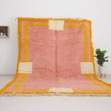 Handmade pink wool rug 2.4/1.6m Moroccan