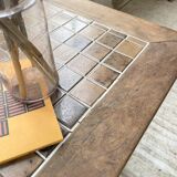 Set de deux tables bistrot en noyer et carrelage 1890