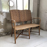 Old wicker and rattan bench