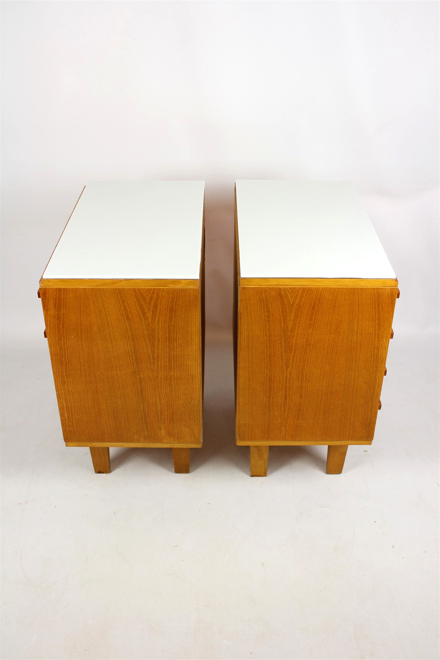 Set of 2 nightstands with glass tops from N. Domov, 1970s
