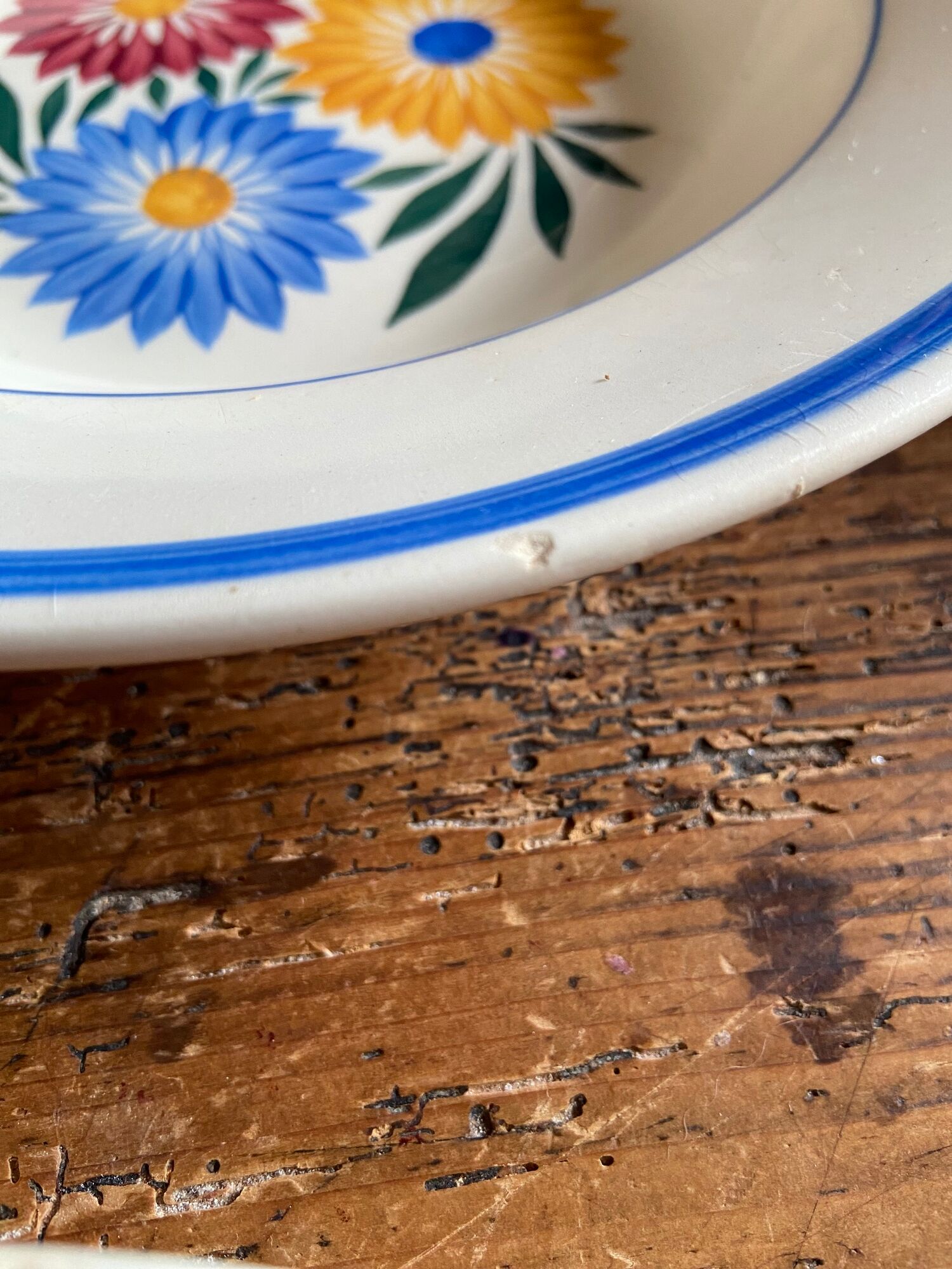 Iron earth plates Blue and pink floral pattern 10 pieces