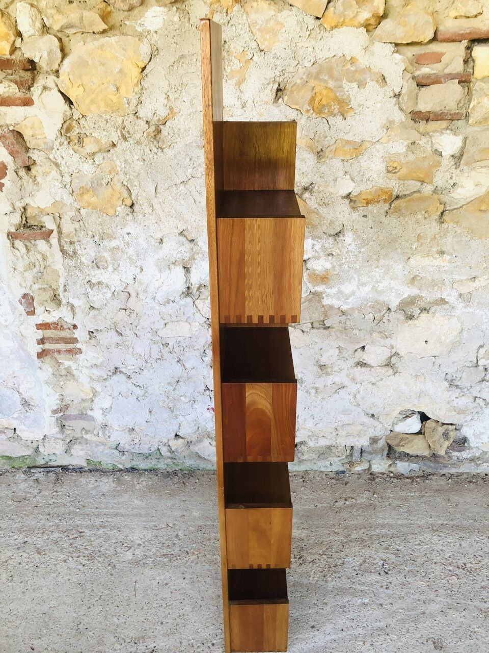 Vintage straight wall shelf, Scandinavian teak style, Circa 70's
