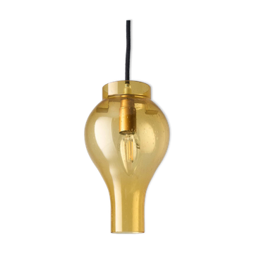 Yellow glass pendant lamp with bubbles
