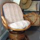 Fauteuil pivotant rotin bambou vintage
