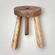 Antique brutalist tripod stool in solid wood