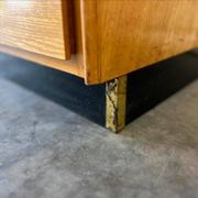 Mini commode vintage en bois avec plateau en formica