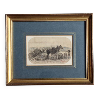 Maximilien Luce (1858-1941) - Charcoal and black chalk drawing - Horse