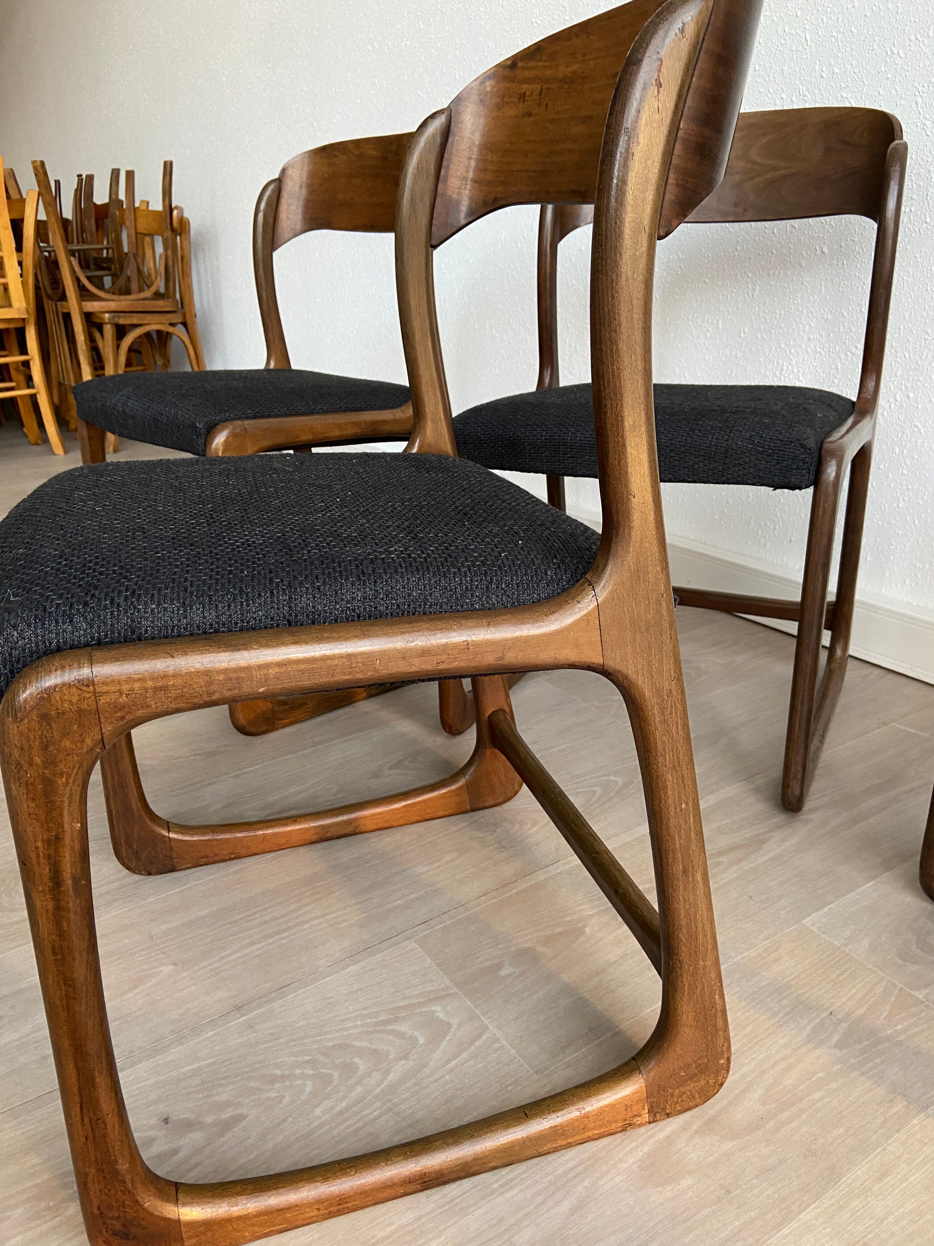 Set of 4 baumann chairs model sled 1960