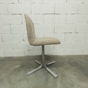 Chaise pivotante chrome et tissu chiné propre et solide 1970