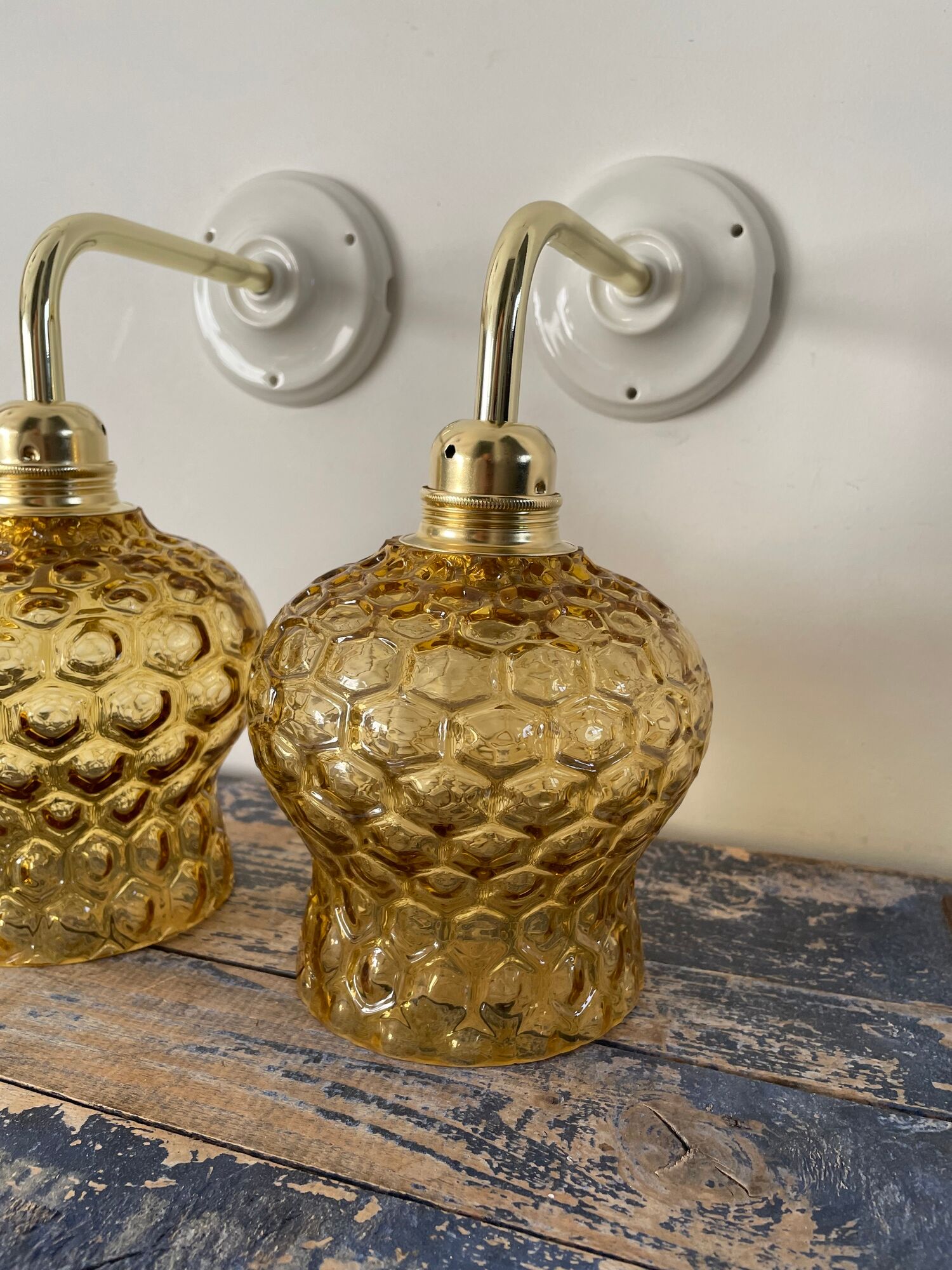 Set of two new electrified bubble glass sconces