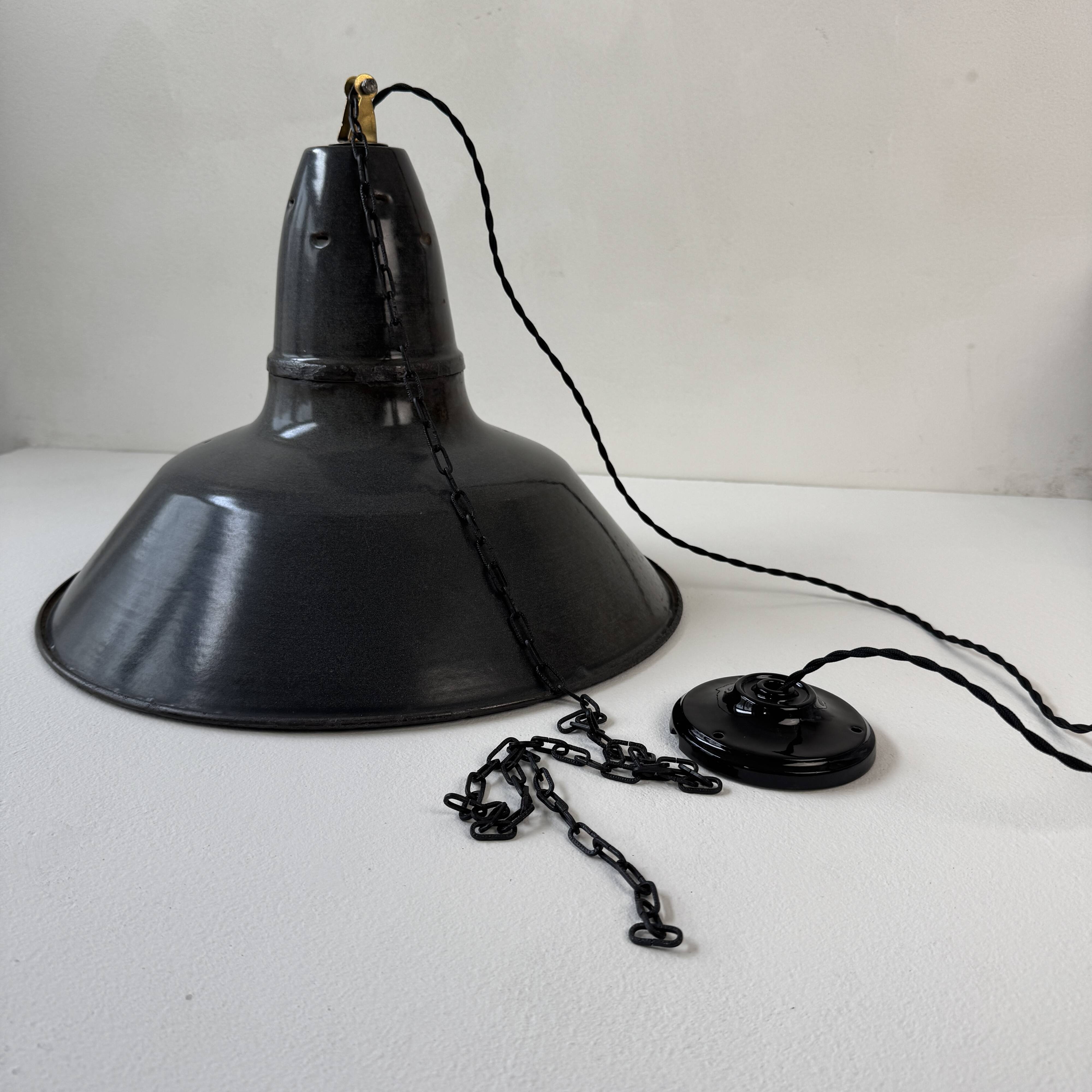 Old industrial pendant light 44 cm